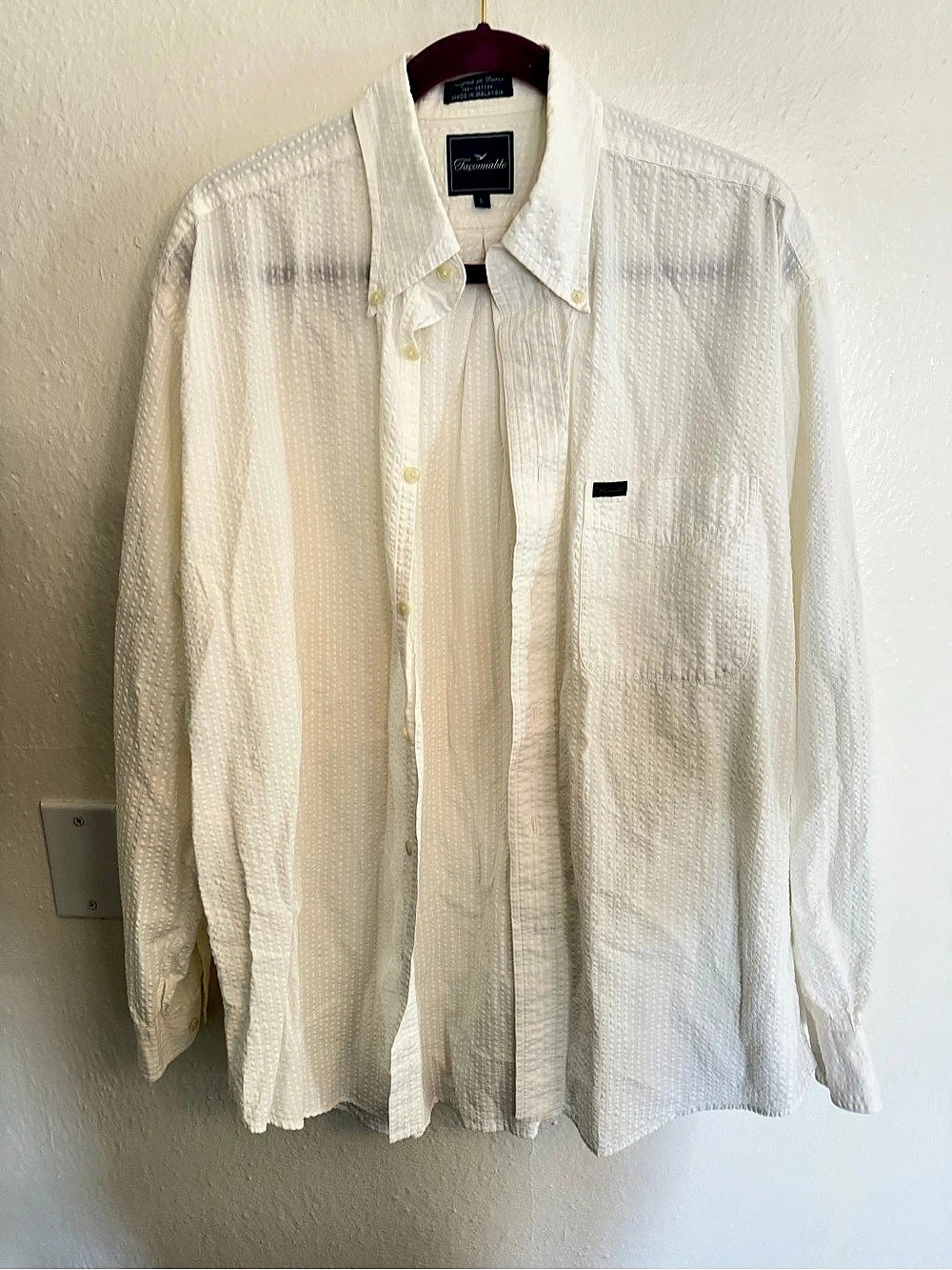 Faconnable White Textured Button Down Shirt Like New